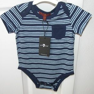 7 For All Mankind Blue Stripe Onesie New/3-6 Mos.
